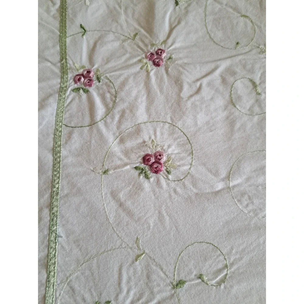 VTG White Floral Embroidered Cotton Duvet Cover Queen 84 X 80